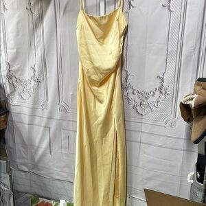 Billy J Elegant Yellow Spaghetti Strap Dress AU Size 8 (US Size 4)